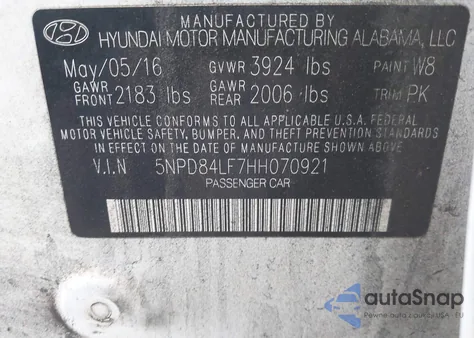 2017 Hyundai Elantra Se из США, поврежденный, VIN 5NPD84LF7HH070921